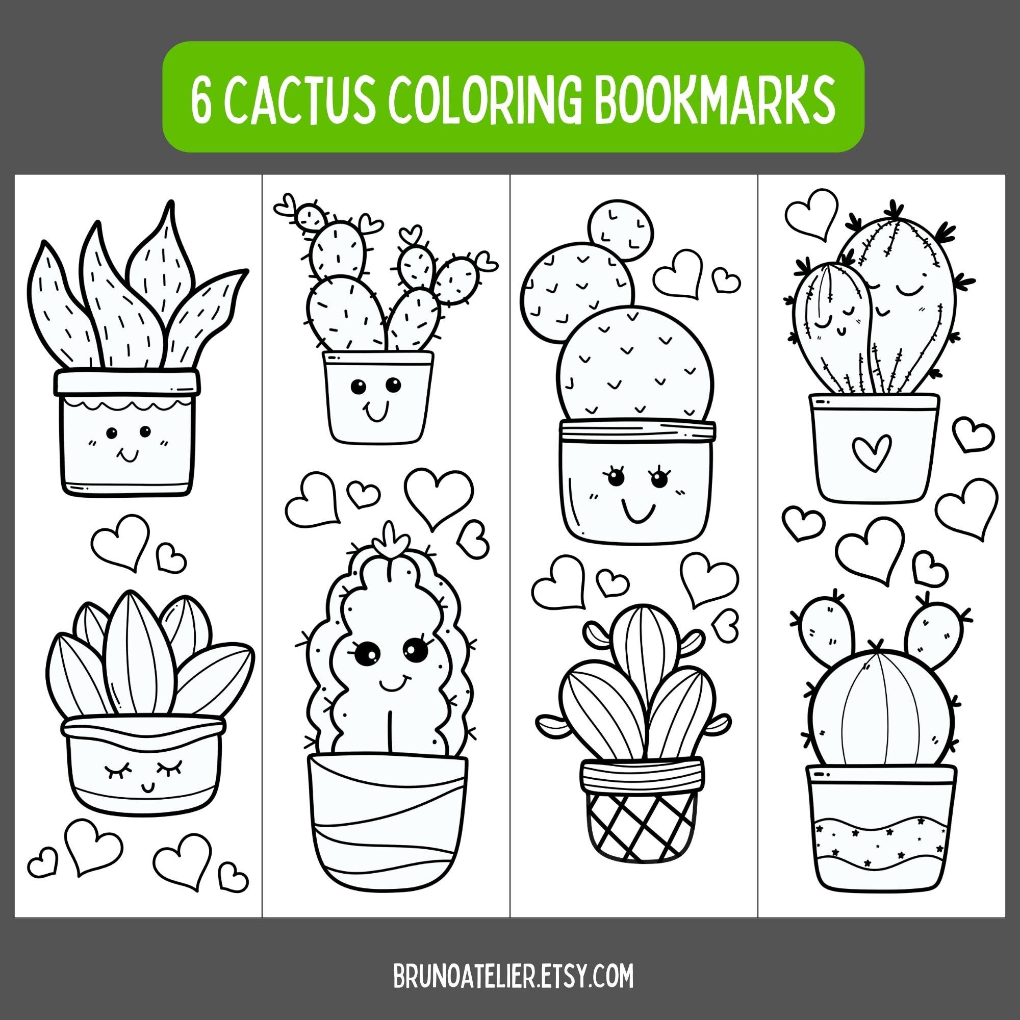 Cactus bookmarks printable bookmarks to color cactus