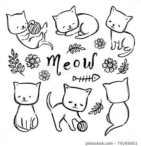 Coloring page kitty cat cute kitten among