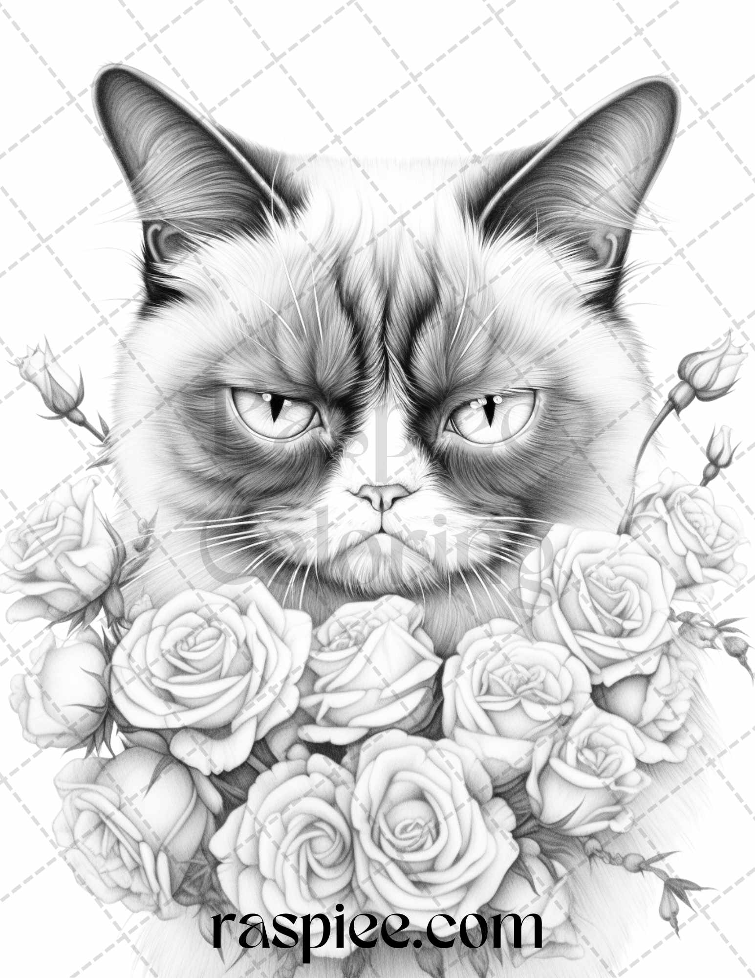 Grumpy cat grayscale coloring pages printable for adults pdf file â coloring