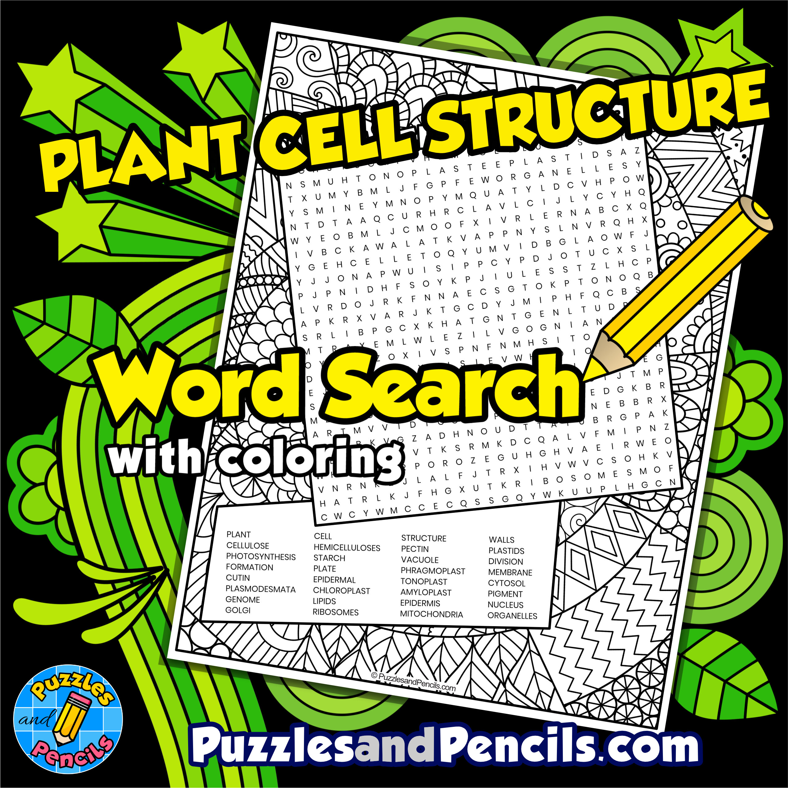 Plant cell structure word search puzzle with coloring plant biology wordsearch made by teachers