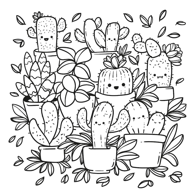 Plant coloring vectors illustrations for free download