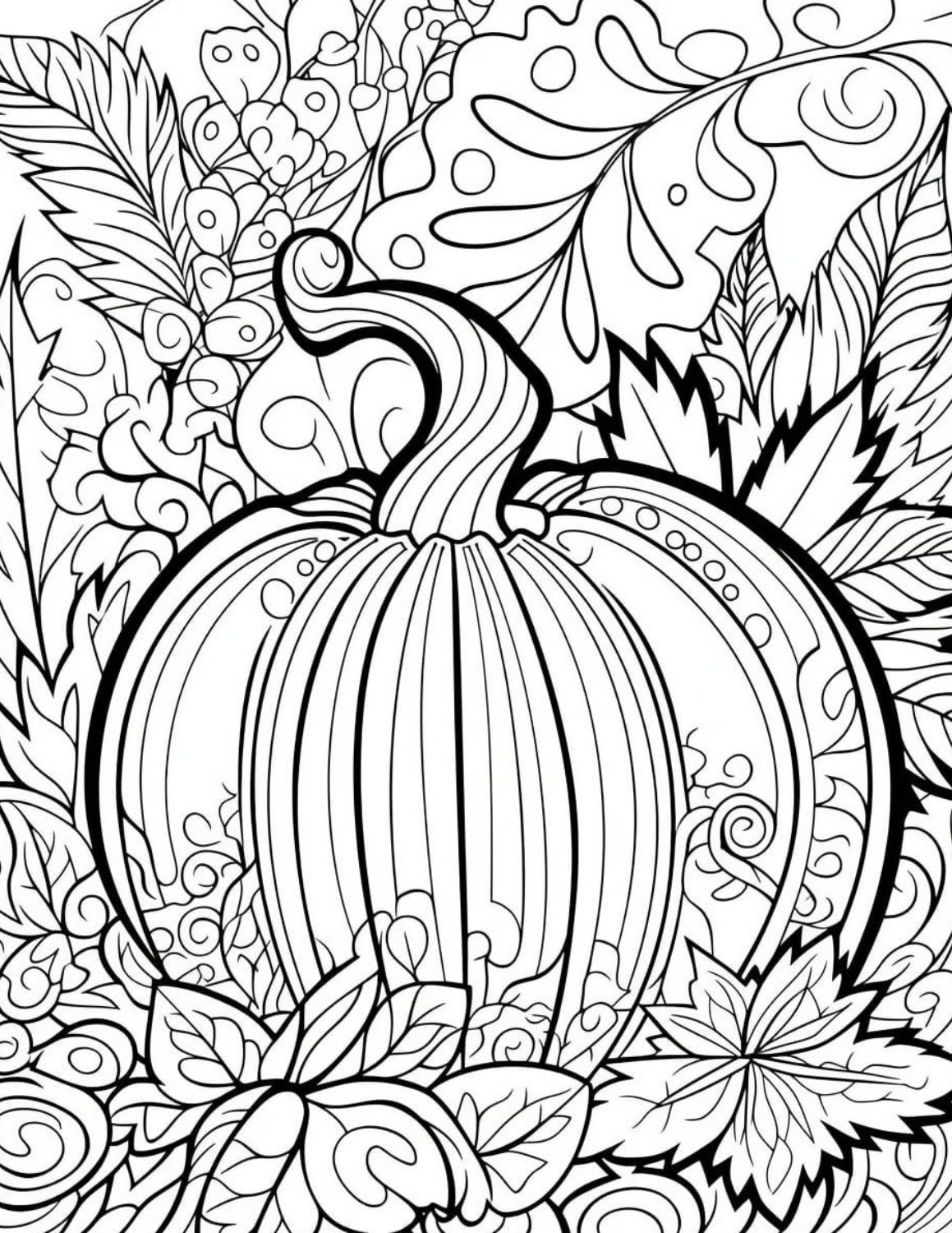 Pumpkin coloring pages for kids and adults