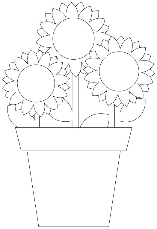 Sunflower digital stamp pot plant cut file template digital stamps sunflower template flower coloring pages