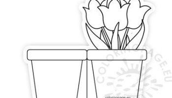 Paper flower pot template coloring page