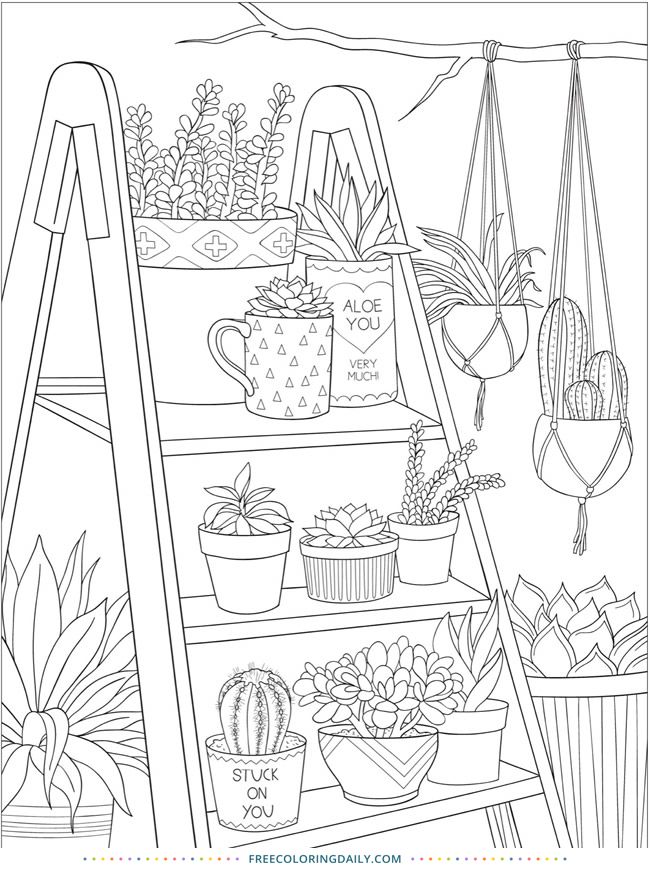 Free plants coloring page coloring pages detailed coloring pages adult coloring pages