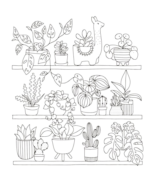 Printable plant coloring page images