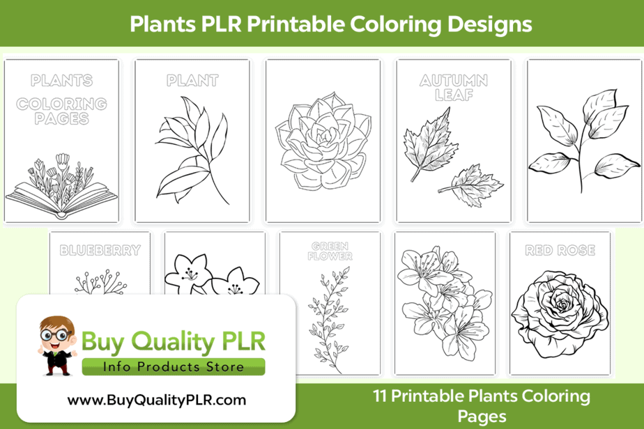 Plants plr printable coloring designs plr coloring printables