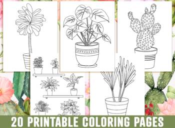 Houseplant coloring pages printable adorable succulent cactus houseplant