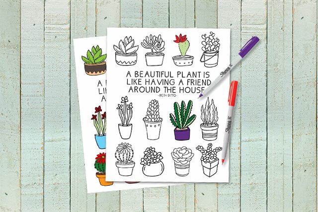 Coloring sheet for plant lovers