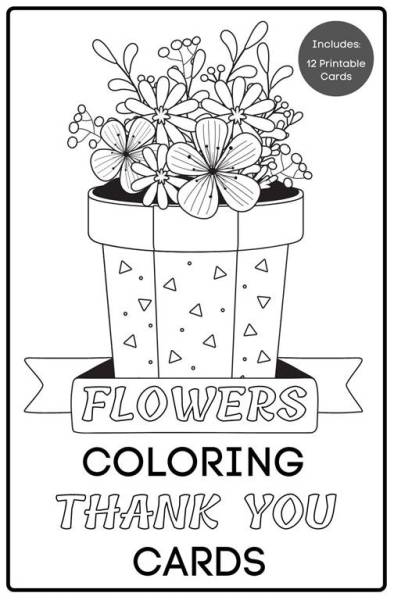 Flowers coloring thank you cards