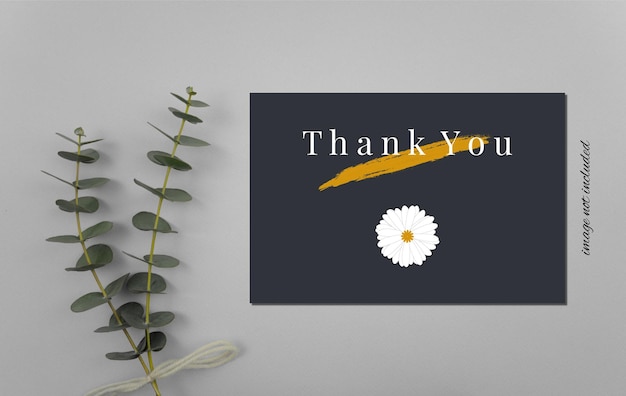 Premium vector thank you card template with brush stroke paint and chrysanthemum formal design with blue color