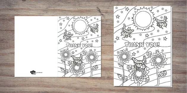 Thank you nature colouring card party