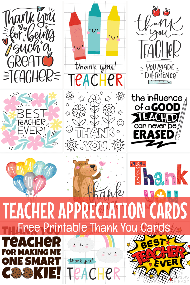 Free teacher appreciation cards thank you cards for teachers