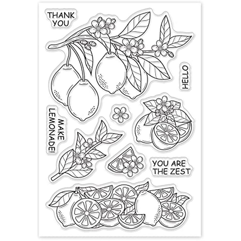 Lemon stamp fruit clear silicone stamp lemon leaf stamp plant floral clear rubber stamps for thanksgiving christmas holiday card making diy scrapbooking journaling