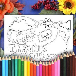 Thanksgiving coloring printable thank you cards