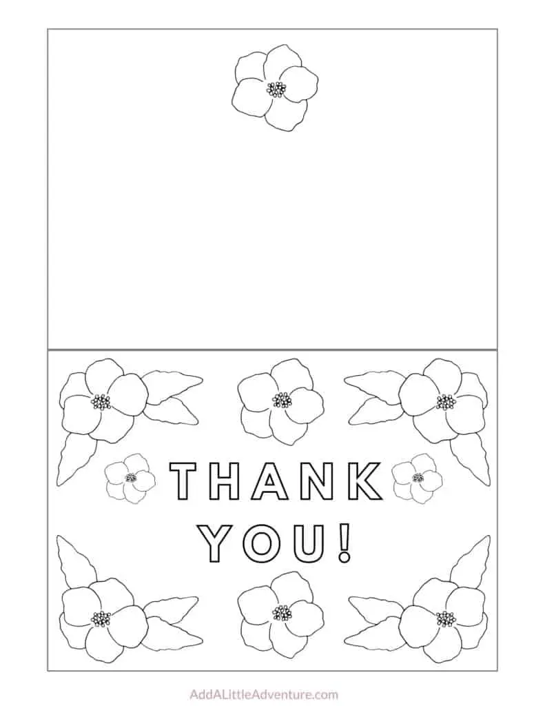 Free printable thank you cards to color