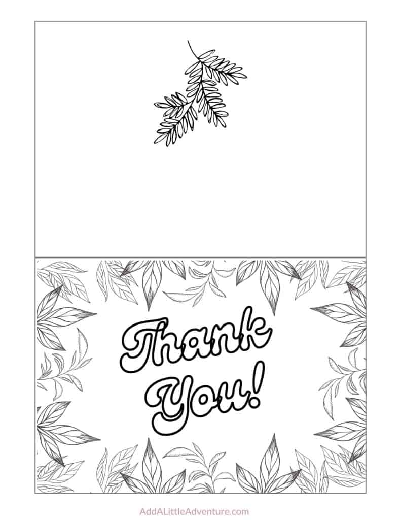 Free printable thank you cards to color