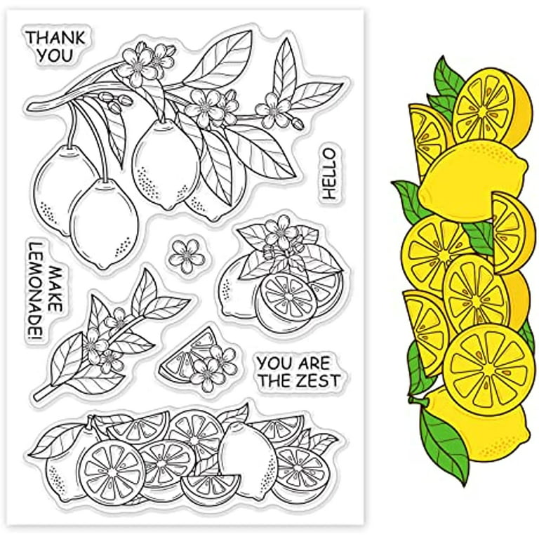 Lemon stamp fruit clear silicone stamp lemon leaf stamp plant floral clear rubber stamps for thanksgiving christmas holiday card making diy scrapbooking journaling