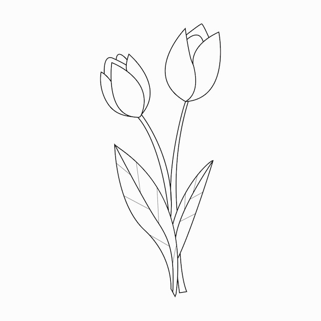 Premium vector beautiful easy flowers coloring book for preschool children