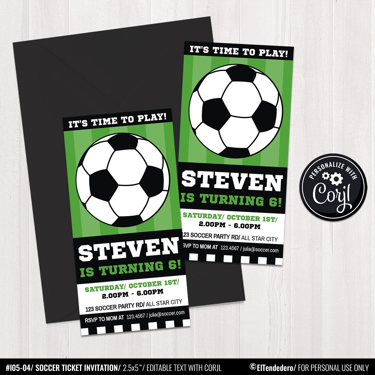 Editable invitaciãn fãºtbol ticket entrada fiesta equipo fãºtbol cumpleaãos infantil baby shower plantilla tarjeta imprimible deportes