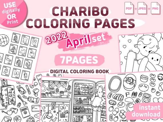 Charibo april set libro digital para colorear pãginas para colorear imprimibles hoja para colorear para adultos hoja para colorear para niãos plantilla para colorear