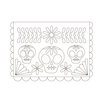 Premium vector hand drawn papel picado coloring page illustration