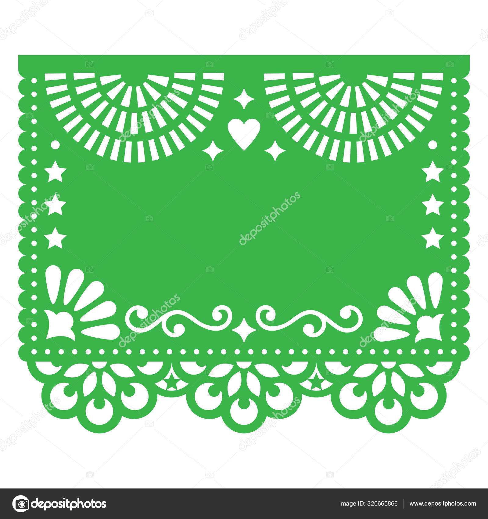 Papel picado vector blank template design floral green design abstract stock vector by redkoala