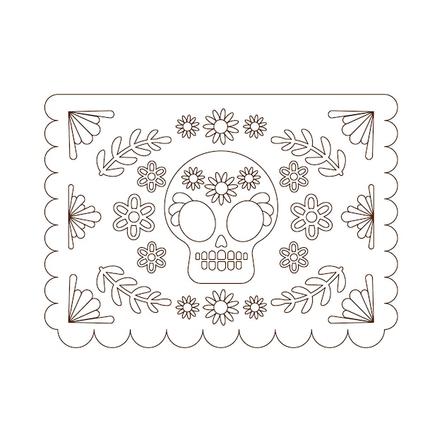 Free vector hand drawn papel picado coloring page illustration