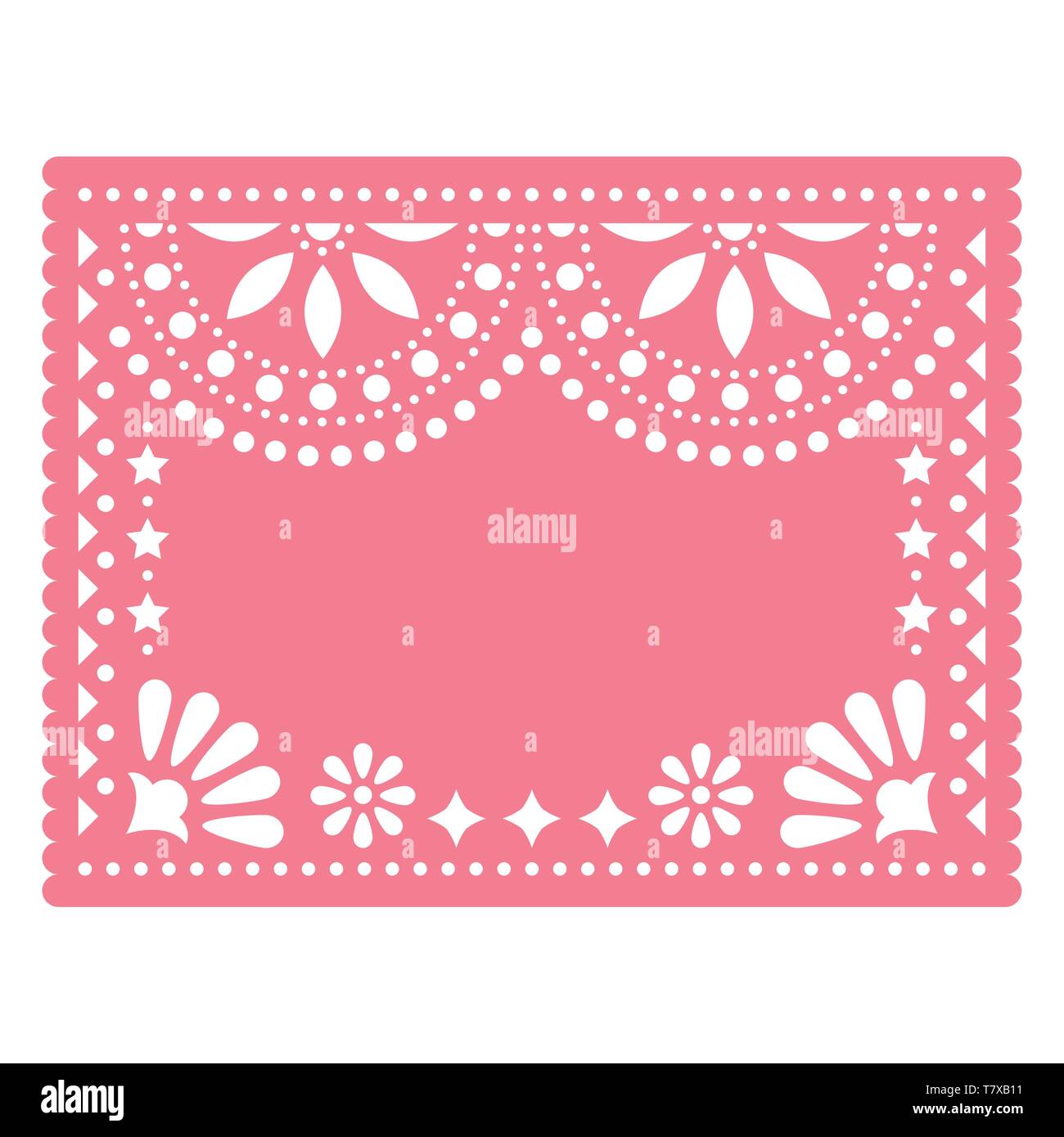 Papel picado pink vector floral template design with abstract shapes retro mexican paper decorations pattern traditional fiesta banner stock vector image art