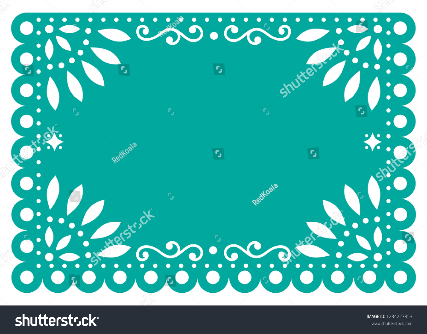 Papel picado vector template design turquoise stock vector royalty free