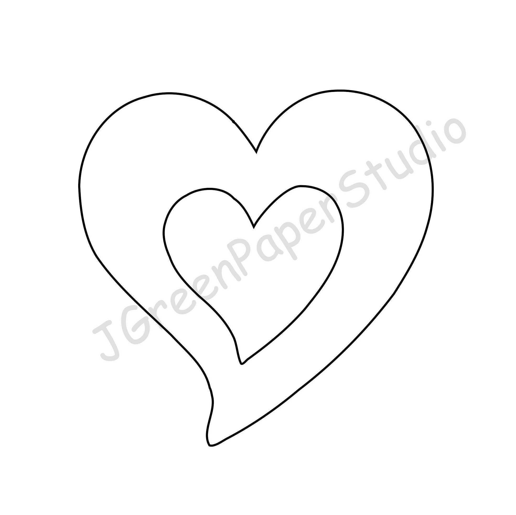 Imprimible corazãn en corazãn plantilla pdf descarga digital dos corazones niãos san valentãn pãgina para colorear diy artesanãa plantilla pulgadas corazãn scrapbooking