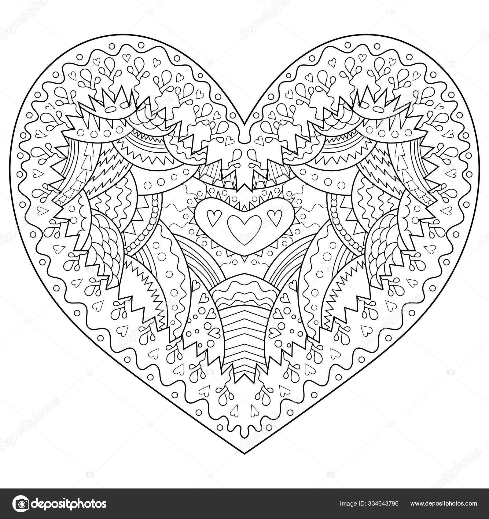 Hermoso corazãn para colorear libro vector de stock por lezhepyoka