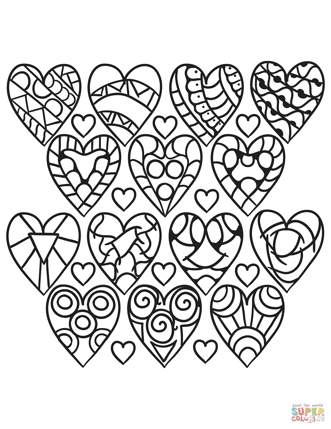 Dibujo de estampado de corazones para colorear dibujos para colorear imprimir gratis