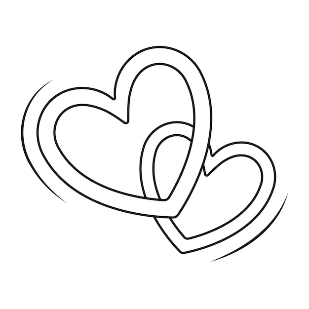 Plantilla de arte de lãnea de icono dos corazon para impriãn de tatuaje o elemento web vector premium