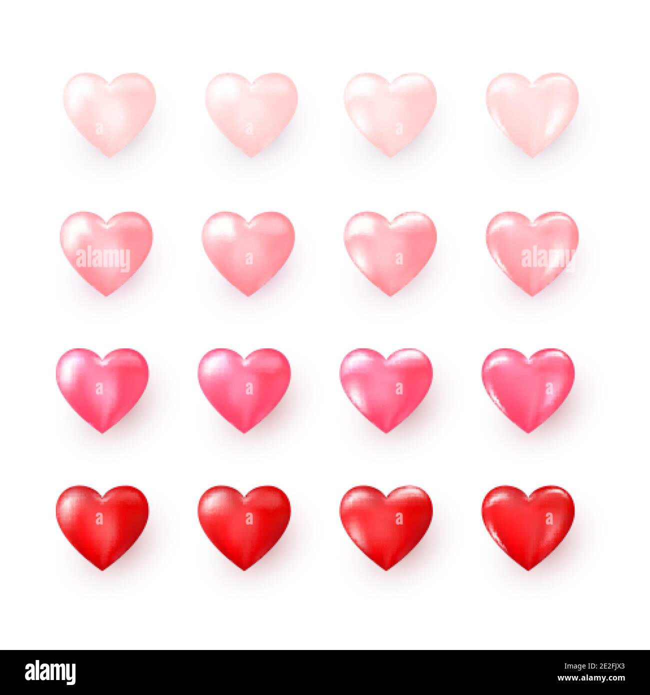 Conjunto de corazon decorativos rojos y rosas colecciãn de corazon tilizados para decoraciãn de boda o tarjeta de felicitaciãn el dãa de san valentãn u otras plantillas abstra imagen vector de stock
