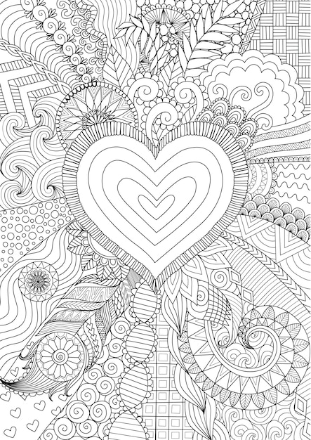 Vector e ilustracion de mandala corazon colorear para dcargar gratis