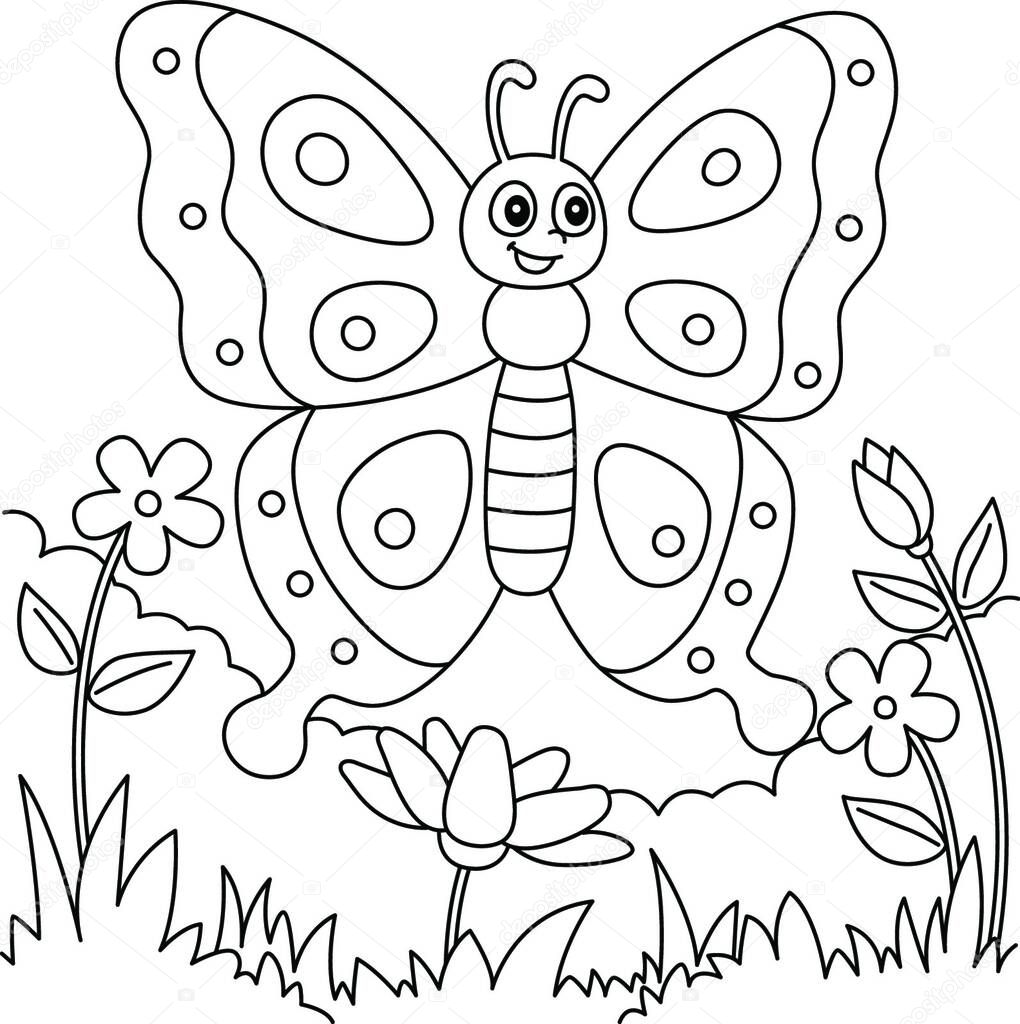 Pãgina para colorear mariposa para niãos vector de stock de yayimages