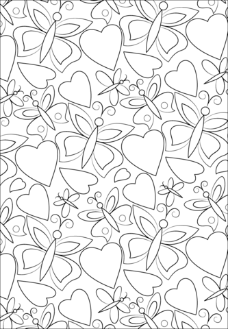 Dibujo de diseão de corazones y mariposas para colorear dibujos para colorear imprimir gratis