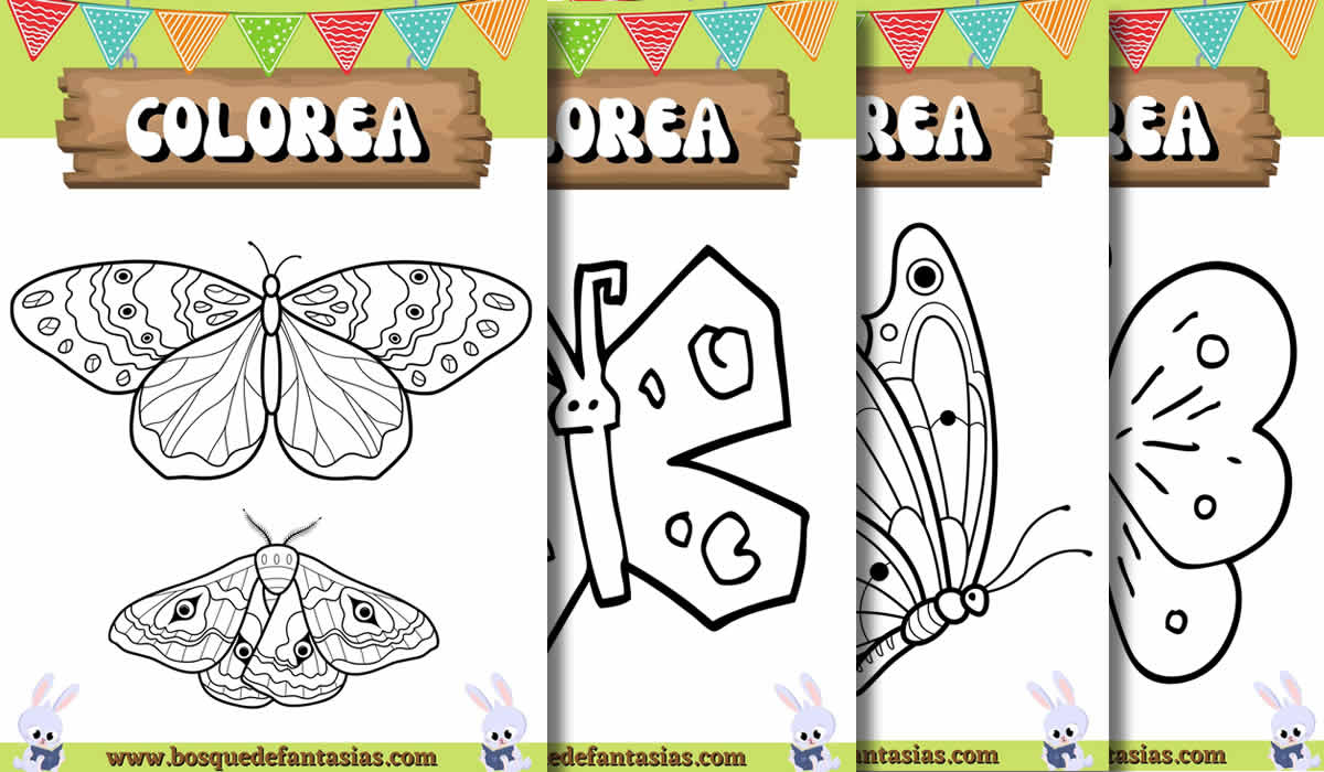 Dibujos de mariposas para colorear e imprimir fãciles para niãos