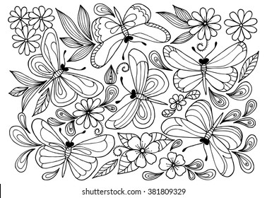 Algunas mariposas para colorear vector de stock libre de regalãas