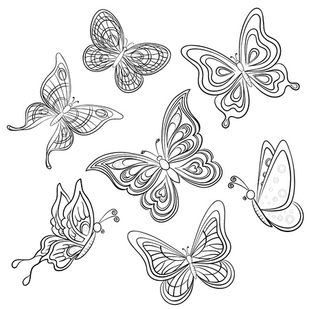 Mariposas para colorear vector ilustracion y grãficos