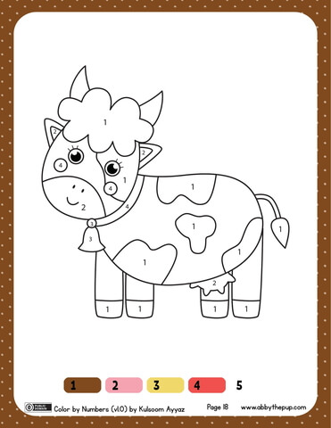 Dibujo de color de vaca por nãºmeros