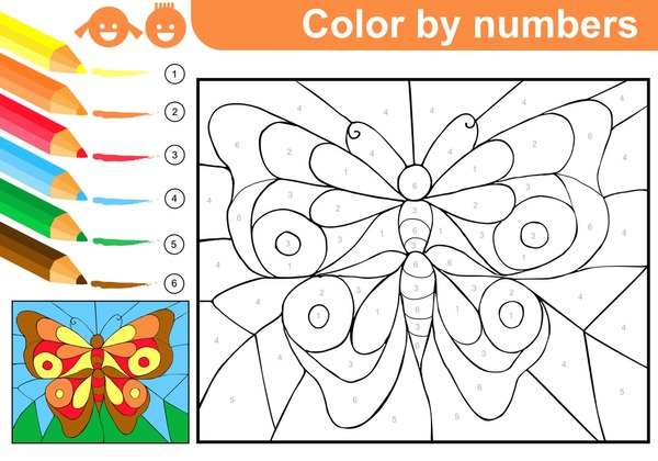 Imãgenes fotos de stock objetos en d y vectores sobre color by number butterfly