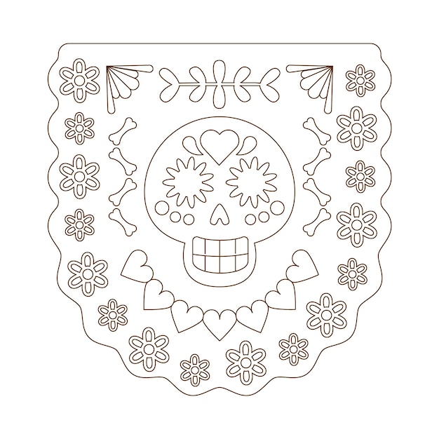 Free vector hand drawn papel picado coloring page illustration