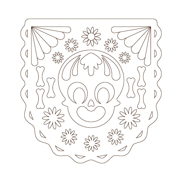 Free vector hand drawn papel picado coloring page illustration