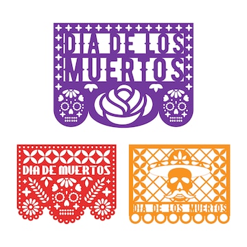 Plantillas de papel picado para el dia mexicano de los muertos vector premium