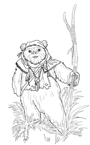 Dibujo de ewok de star wars el retorno del jedi para colorear dibujos para colorear imprimir gratis