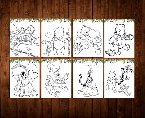 Hojas para colorear pãginas de winnie the pooh juegos de fiesta de cumpleaãos de winnie the pooh listo para imprimir descarga instantãnea digital imprimible