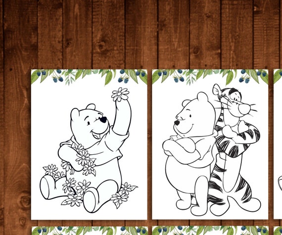 Winnie the pooh hojas de pãginas para colorear juegos de cumpleaãos winnie the pooh party listo para imprimir descarga instantãnea digital imprimible