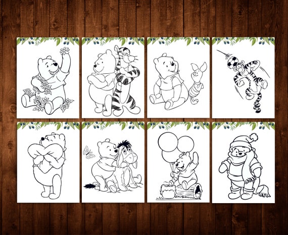 Winnie the pooh hojas de pãginas para colorear juegos de cumpleaãos winnie the pooh party listo para imprimir descarga instantãnea digital imprimible